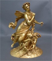 Dore over Bronze Figural Sculpture Signed Moreau