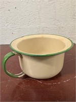 Vintage Tan & Cream Enamelware Child Chamber Pot