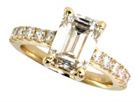 14k Gold 3.53 ct Emerald Cut Lab Diamond Ring