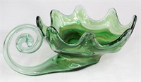 Green Art Glass Candy Dish