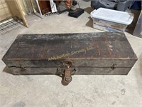 Antique wood tool box, wear throughout and