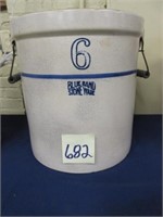 Blue Band Stoneware 6 Gal. Crock w/ Bail Handles