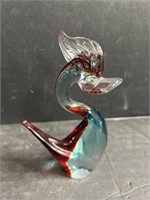 Vintage Murano Sommerso Red and Blue Glass Swan