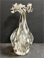 Vintage Murano Spotted Edge Glass Vase 13inches