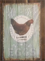 Farm Fresh Eggs Free Range Metal Sign