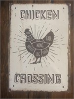 Chicken Crossing Metal Sign