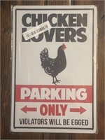 Chicken Lovers Parking Only Metal Sign