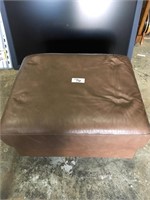 Brown Leather Ottoman 24x28