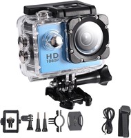 Waterproof Action Camera 12MP 1080P HD(Blue)