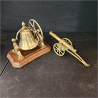 Brass Figurines - Cannon and Bell