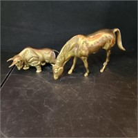 Brass Figurines - Horse and Bull