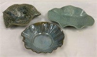 Three Pottery Dip Bowls