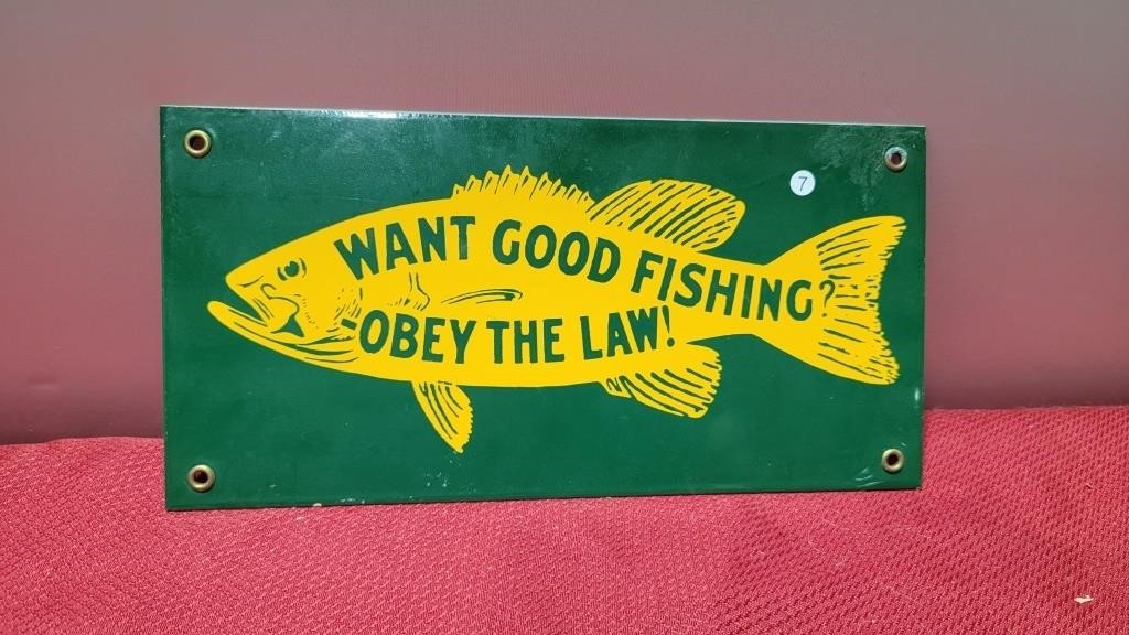Thick porcelain 12x6 obey the law sign