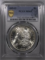 1885-O Morgan Dollar PCGS MS65 Gold Shield