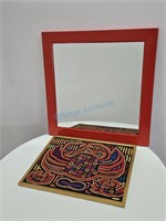 Panama Mola Crab Fabric Art + Postmodern Mirror