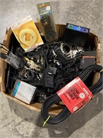 BOX OF MISCELLANEOUS POWER CORDS, CABLES,