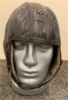 Vintage Leather Aviator's Hat On Figural Stand