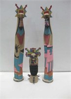 Three Signed Native America Wood Carvings See Info