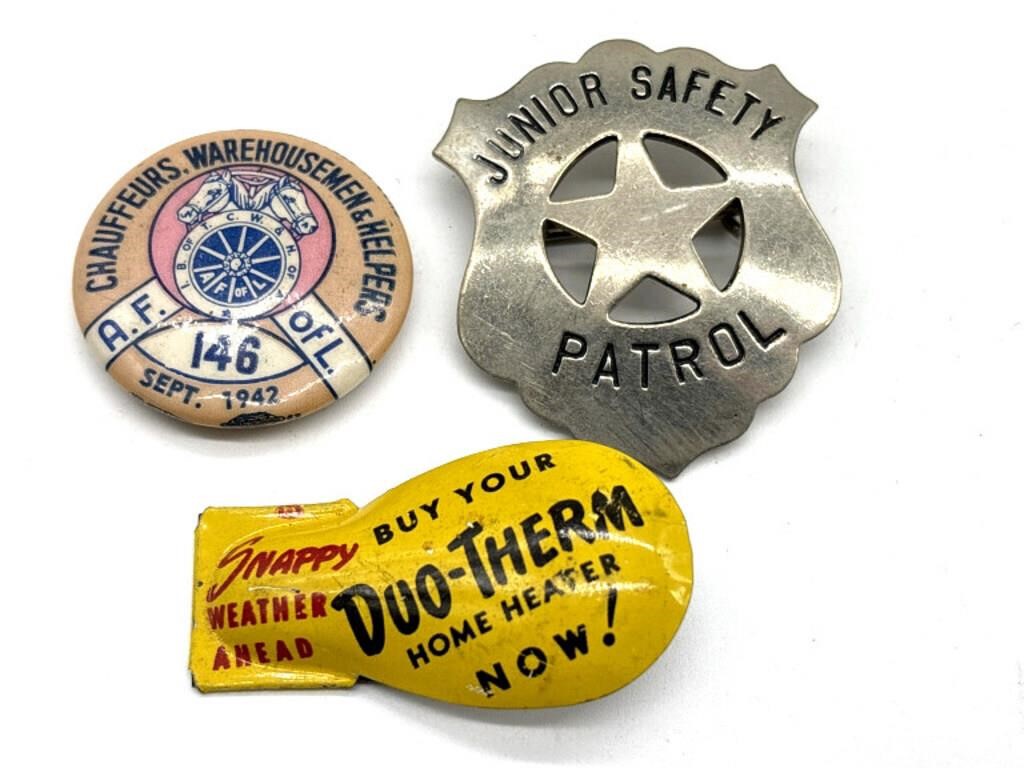 Vintage Junior Safety Patrol Badge, Duo-Therm