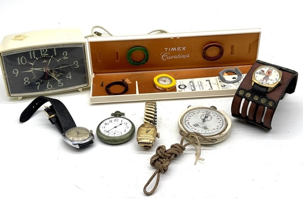 Lux Alarm Clock, South Bend Pocket Watch,