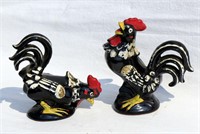 Black Hen & Rooster Wales of Japan Ceramic