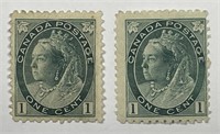 CANADA: 1898 Queen Victoria Gen. Issue 1c #75 x2