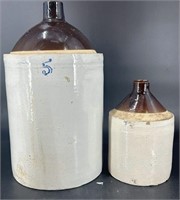 Antique 5 Gal Stoneware Jug & 1 Gal Stoneware Jug