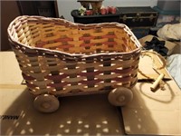 woven basket on wheels