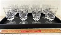 SUBSTANTIAL PINWHEEL CRYSTAL PORT GLASSES (8)