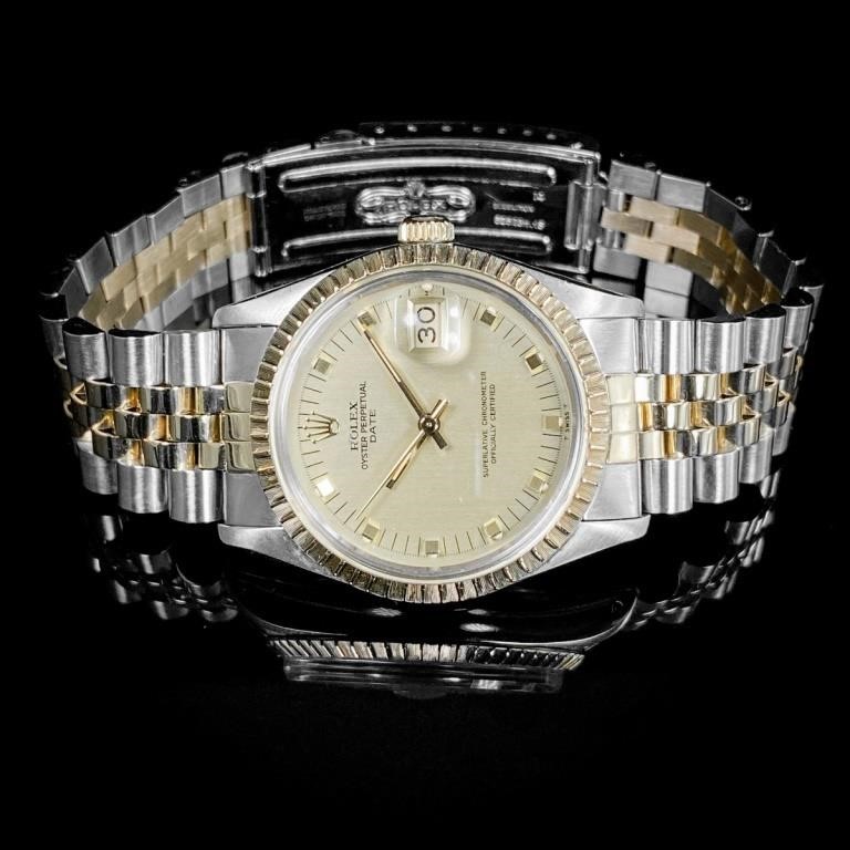 Rolex Date Champagne Dial SS & 18K Gold