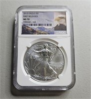 2014 Silver American Eagle,graded MS 70