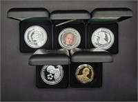 5 Presidential commemorate coins, copper