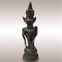 Antique Cambodian Khmer Bronze Figure With Elephan