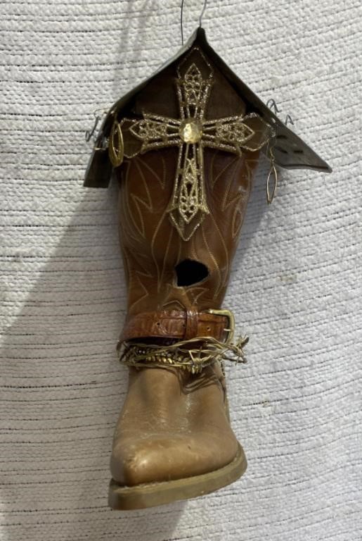 Handmade Cowboy Boot Bird House