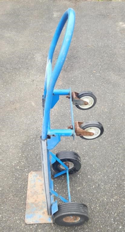 Hand Truck/4-Wheeled Cart. 1 tire is blown out