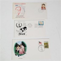 First Day Issue Stamps-Grdma Moses, Peace, Reagan