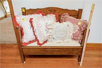 Antique Child's Bench w/4-Hand Made Pillows
