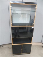 BLACK WOODEN SECRETAIRE WITH GLASS DOORS