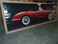 74 x 26 Framed Corvette Picture