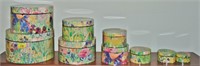 (9) Floral Design Wooden Box-in-Box Containers