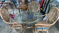 Glass top round table 4 chairs