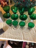 Set of Irish Green Crystal Stemware