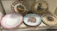 5 antique plates, 2 bowls, 3 are calendar plates,