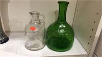 Green White House vinegar bottle and a clear