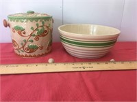 Cookie jar and crockery mixing bowl. See pictures