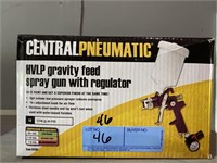 Central pneumatic HVLP gravity feed spray gun