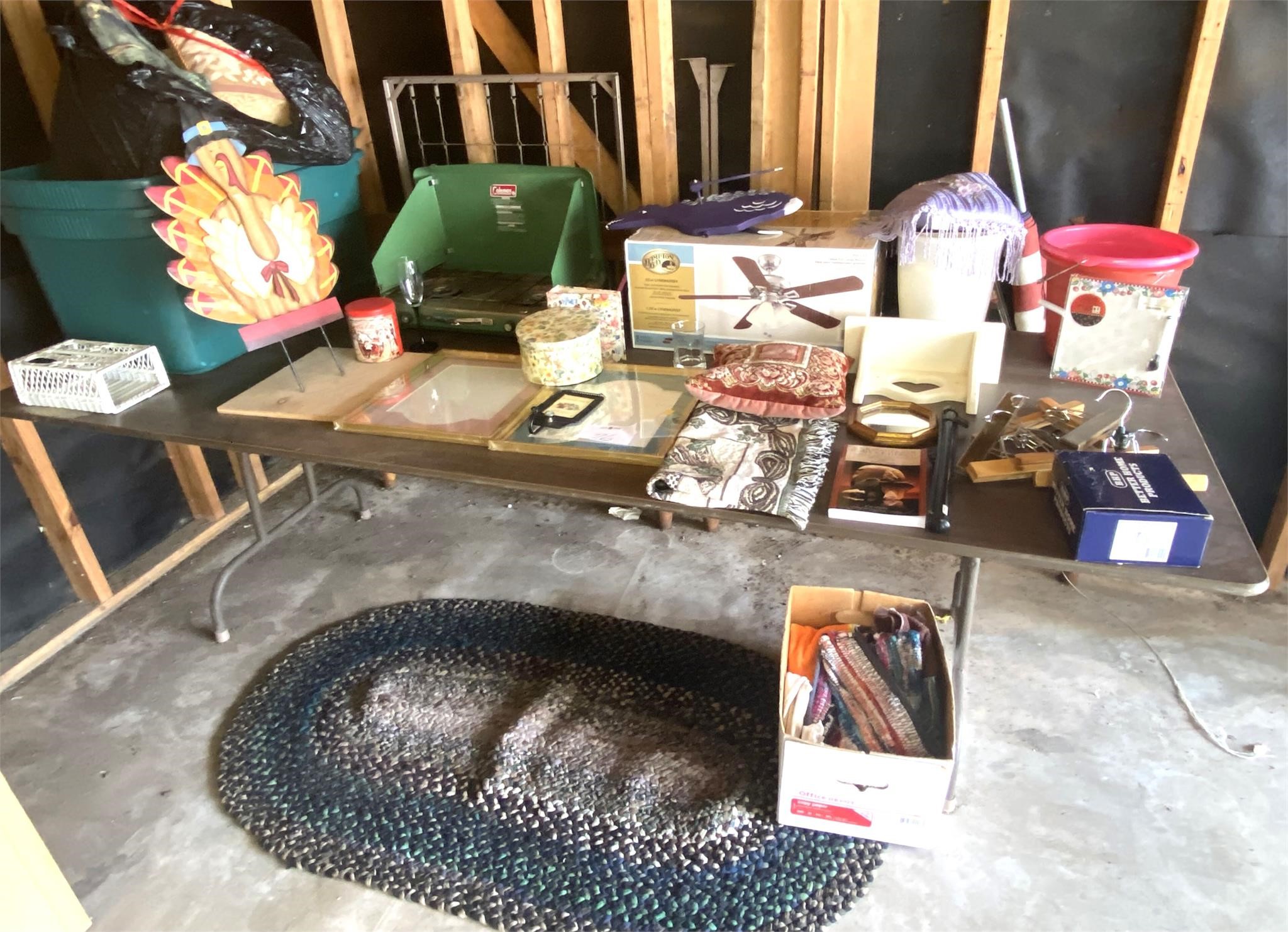 Folding Table and Contents, Ceiling Fan is Unopend