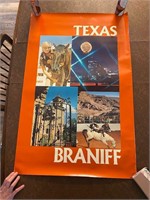 Braniff Airways 1980's TEXAS Travel Poster