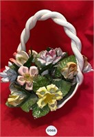 Vintage Porcelain Floral Basket