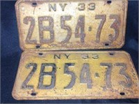 1933 NY License Plate Set